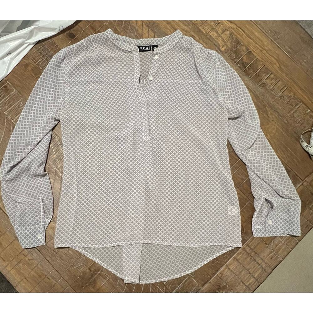 ANA Blouse Long Sleeve Sheer Top Petite Size Medium